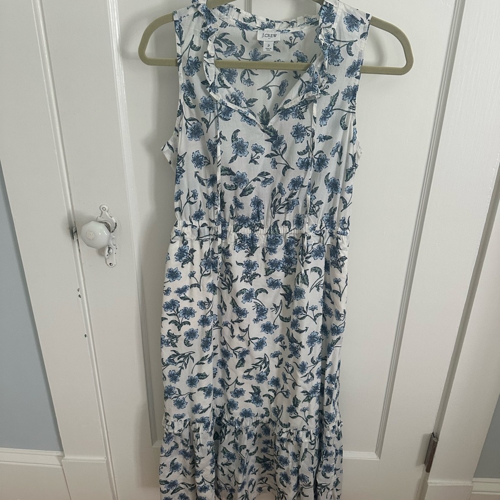 J. Crew Blue and White Sleeveless Sundress